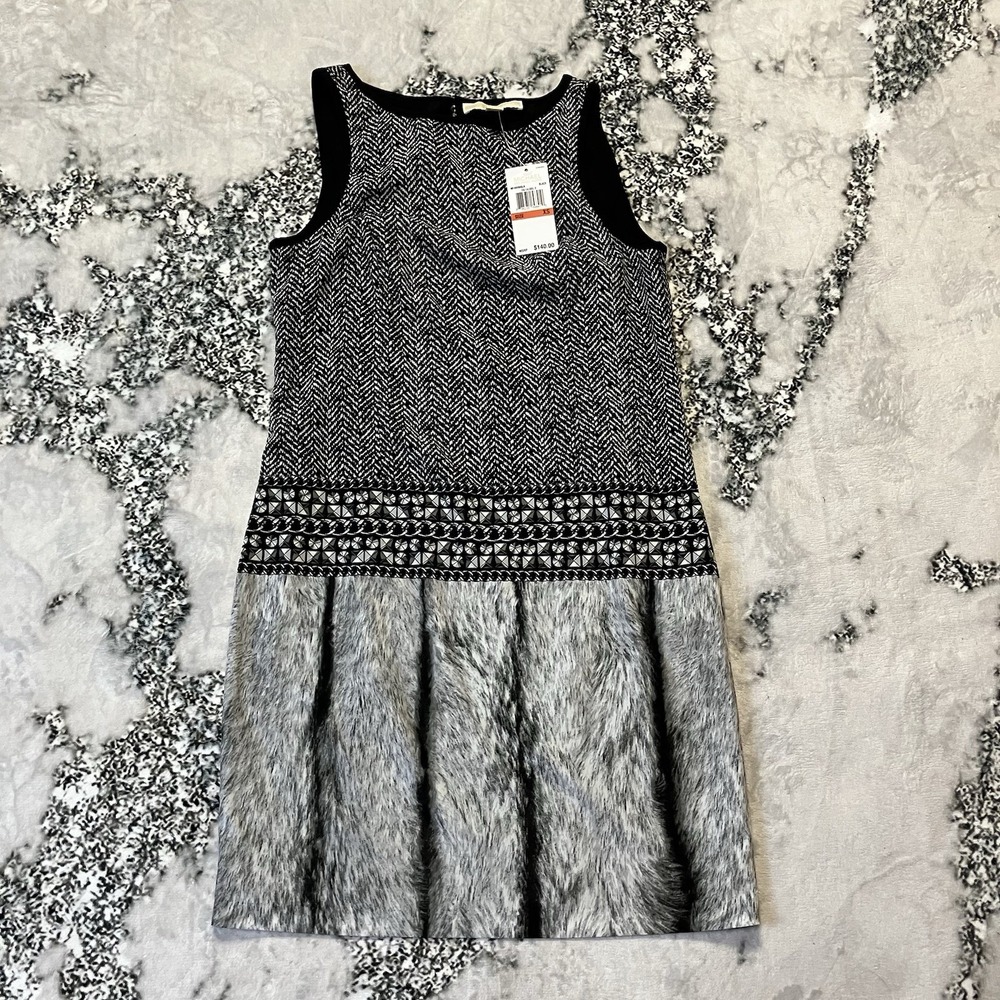 Michael Kors Dress Womens Size XS Black White Lace Fit Flare Sleeveless Career